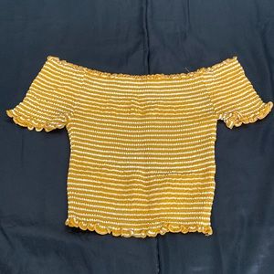 Yellow/white ribbed crop top